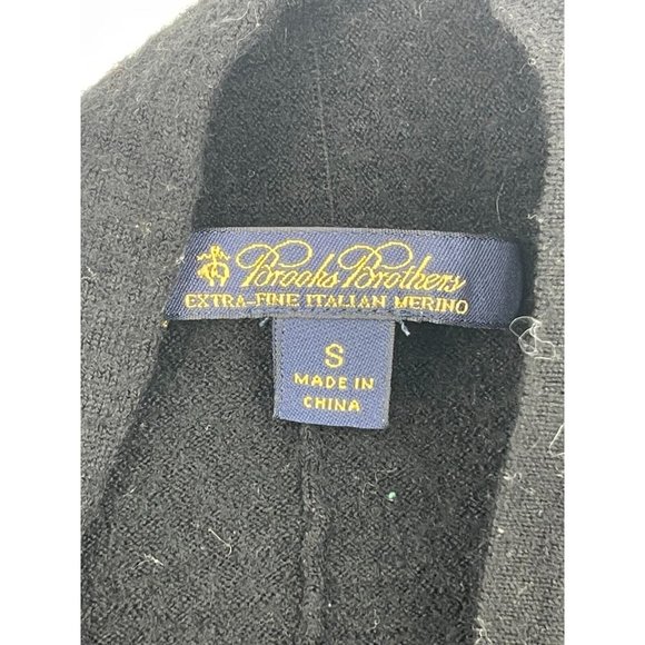 Brooks Brothers Extra Fine Merino Wool Black Drape Front Cardigan Sweater Size S - Picture 5 of 11